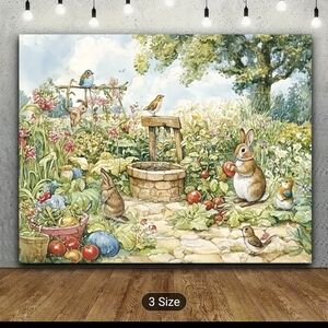 Charming Garden Scene Wall Art Photo Backdrop Peter Rabit Themed